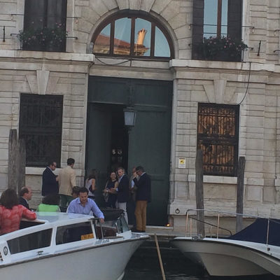 Arriving at Palazzo Grimani for our private dinner in Venice